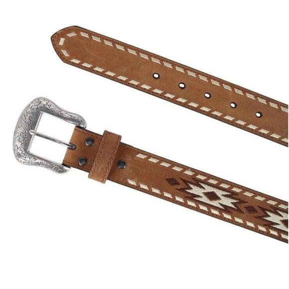 Ariat A1039802 Mens Sz 36 Lt Brown Embroidered Aztec Print Leather Belt - Picture 7 of 8
